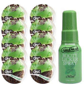 Комплект ONE Mint Chocolate 10 шт + Doc Johnson GoodHead Booty Licker Spray Mint (29 мл) SOS13849 фото