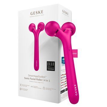 Электронный ультразвуковой ролик для лица GESKE Sonic Facial Roller 4в1 magenta HB0175 фото