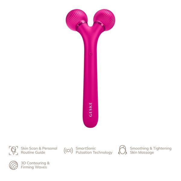 Электронный ультразвуковой ролик для лица GESKE Sonic Facial Roller 4в1 magenta HB0175 фото