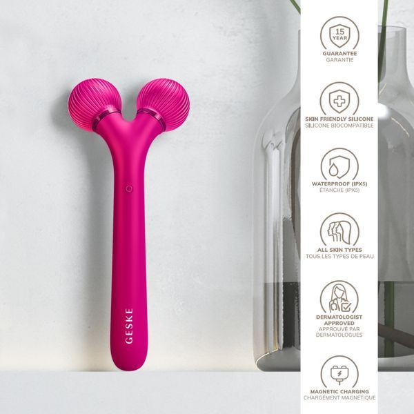 Электронный ультразвуковой ролик для лица GESKE Sonic Facial Roller 4в1 magenta HB0175 фото