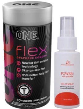 Набір з 10 шт ONE Flex графен + Пролонгатор Doc Johnson Power+with Yohimbe Delay Spray For Men (59 мл) SOS9293 фото