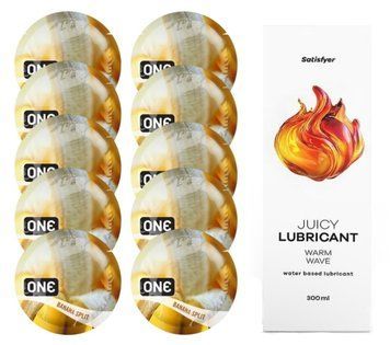 ONE Banana Split 10 шт. + Лубрикант Satisfyer Warm Wave 300 мл SOS12463 фото
