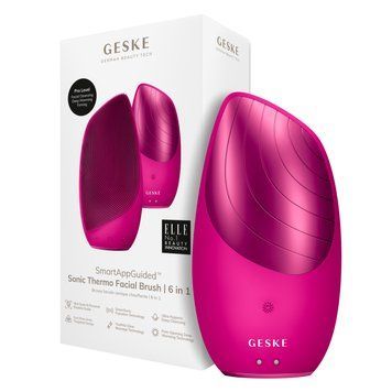 Электронная звуковая термо щетка для лица GESKE Sonic Thermo Facial Brush 6в1 magenta HB0076 фото