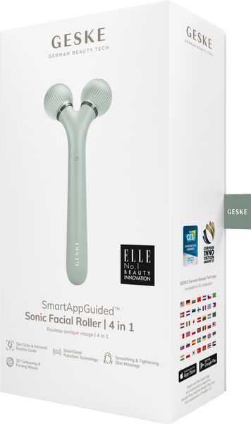 Электронный ультразвуковой ролик для лица GESKE Sonic Facial Roller 4в1 green HB0184 фото