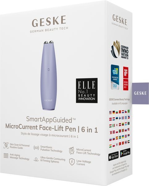 Мікрострумова ручка для підтяжки обличчя GESKE MicroCurrent Face-Lift Pen 6в1 purple HB0123 фото