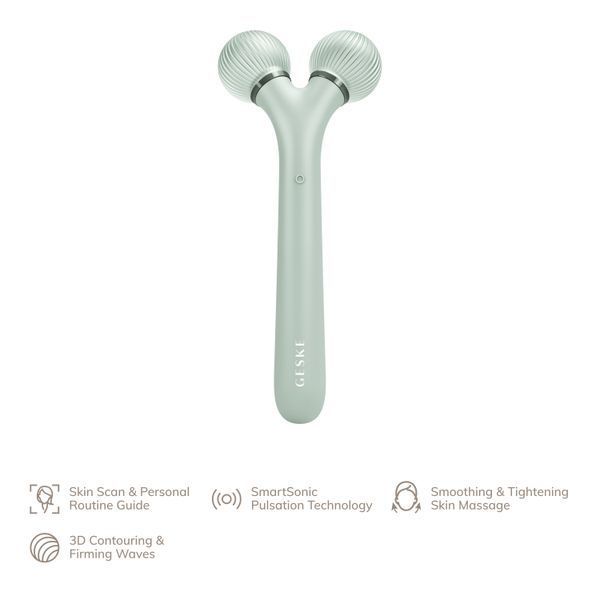 Электронный ультразвуковой ролик для лица GESKE Sonic Facial Roller 4в1 green HB0184 фото
