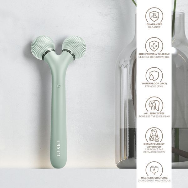 Электронный ультразвуковой ролик для лица GESKE Sonic Facial Roller 4в1 green HB0184 фото