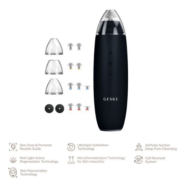 Мікродермабразійний пристрій для видалення чорних цяток GESKE MicroDermabrasion Blackhead Remover 7в1 black HB0566 фото