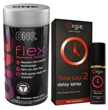 Набір з 10 шт ONE Flex графен + Пролонгатор Orgie Time Lag 2 Delay Spray, 10 мл SOS9292 фото