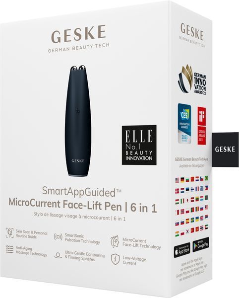 Мікрострумова ручка для підтяжки обличчя GESKE MicroCurrent Face-Lift Pen 6в1 black HB0124 фото
