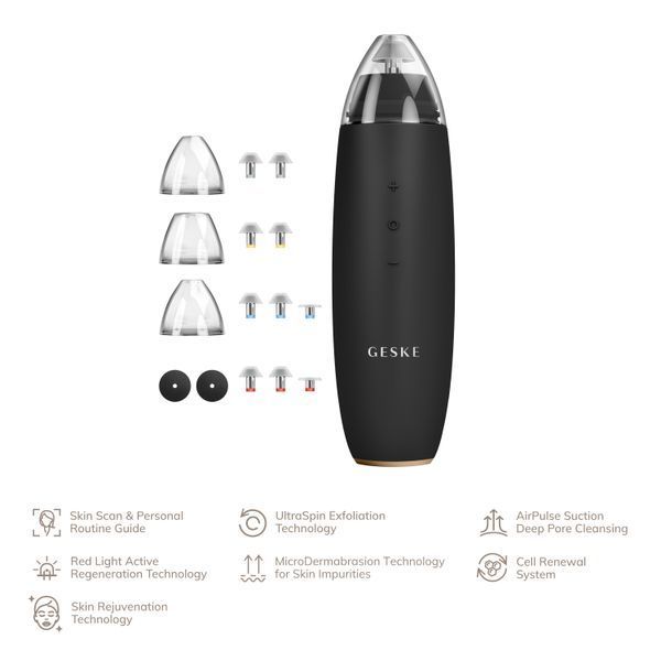 Мікродермабразійний пристрій для видалення чорних цяток GESKE MicroDermabrasion Blackhead Remover 7в1 gray HB0567 фото