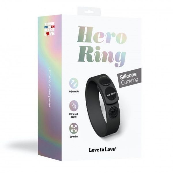 Регульоване стимулююче кільце на кнопках Love To Love HERO RING - BLACK ONYX SO5089 фото