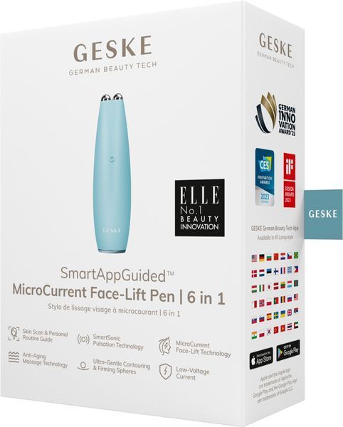Микротоковая ручка для подтяжки лица GESKE MicroCurrent Face-Lift Pen 6в1 turquoise HB0125 фото