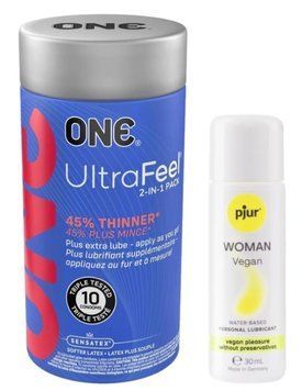 Набір ONE UltraFeel 10 шт + Pjur Woman Vegan 30 мл SOS13095 фото