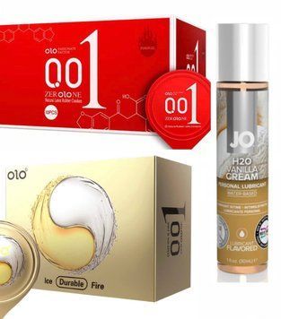 Набір OLO Ice Durable Fire 10 шт, Passionate Factor 10 шт та Лубрикант System JO H2O &mdash; VANILLA CREAM 30 мл SOS322 фото
