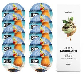 Набір ONE Island Punch 10 шт. + Лубрикант Satisfyer Minty Mocha 300 мл SOS12410 фото