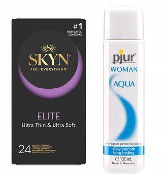 Набор SKYN Elite 24 шт и Лубрикант Pjur Woman Aqua 100 мл SOS120 фото