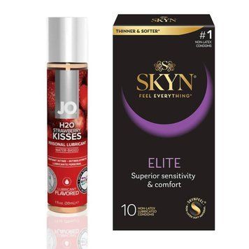 10 штук SKYN Elite + Лубрикант System JO H2O &mdash; Strawberry (30 мл) SOS4796 фото