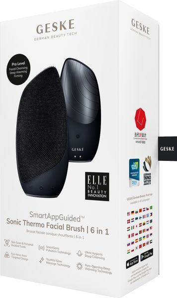 Електронна звукова термо щітка для обличчя GESKE Sonic Thermo Facial Brush 6в1 black HB0080 фото