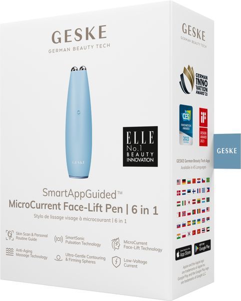 Мікрострумова ручка для підтяжки обличчя GESKE MicroCurrent Face-Lift Pen 6в1 aquamarine HB0127 фото