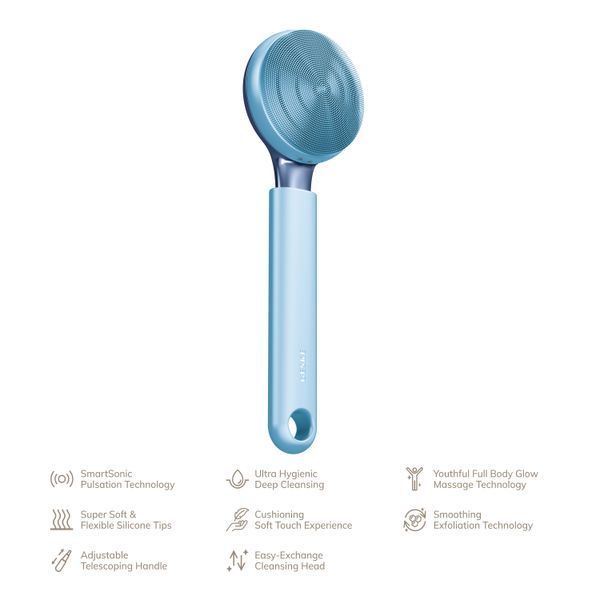 Ультразвукова щітка для всього тіла GESKE Sonic Full-Body Brush&Intensive Exfoliator 8в1 aquamarine HB0373 фото