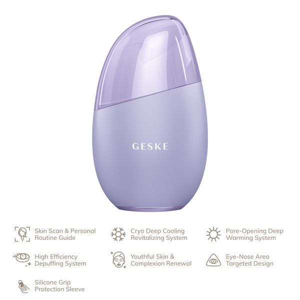 Масажер для обличчя GESKE Cool&Warm Eye and Face Massager 7в1 purple HB0292 фото