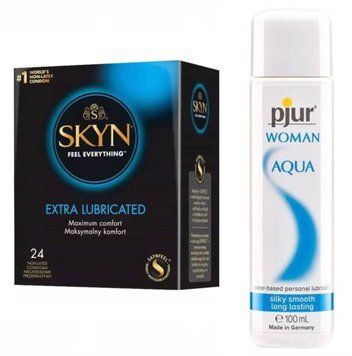 Набор SKYN Extra Lube 24 шт и Лубрикант Pjur Woman Aqua 100 мл SOS121 фото