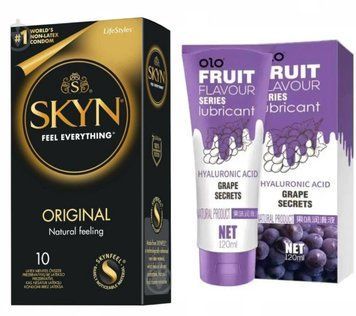 Набор : SKYN Original 10 шт и Лубрикант OLO SWEET SECRET с ароматом винограда 120ml sos106 фото