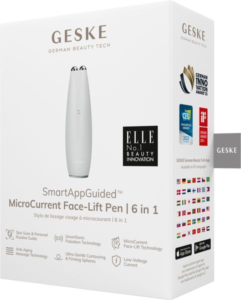 Микротоковая ручка для подтяжки лица GESKE MicroCurrent Face-Lift Pen 6в1 white HB0128 фото