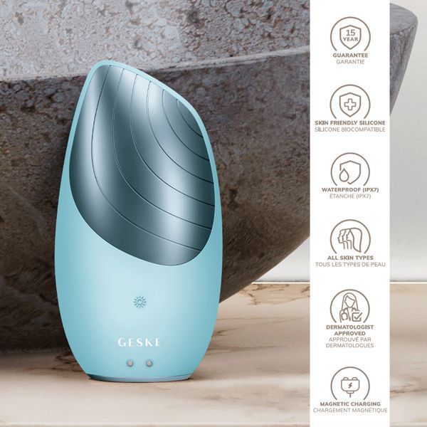 Електронна звукова термо щітка для обличчя GESKE Sonic Thermo Facial Brush 6в1 turquoise HB0081 фото