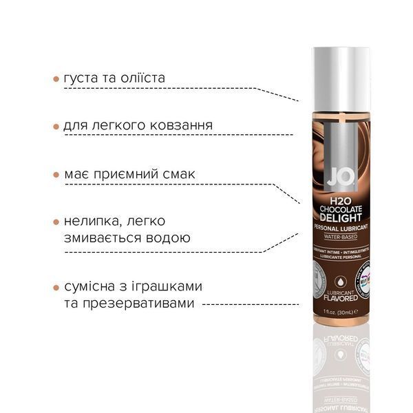 Змазка на водній основі System JO H2O &mdash; Chocolate Delight (30 мл) без цукру, рослинний гліцерин SO1475 фото