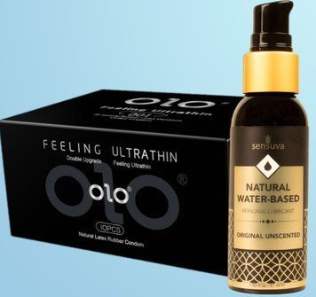 Набор OLO - ультратонкий -001 (10 штук) + Лубрикант Sensuva - Natural Water-Based (57 мл) SOS4511 фото