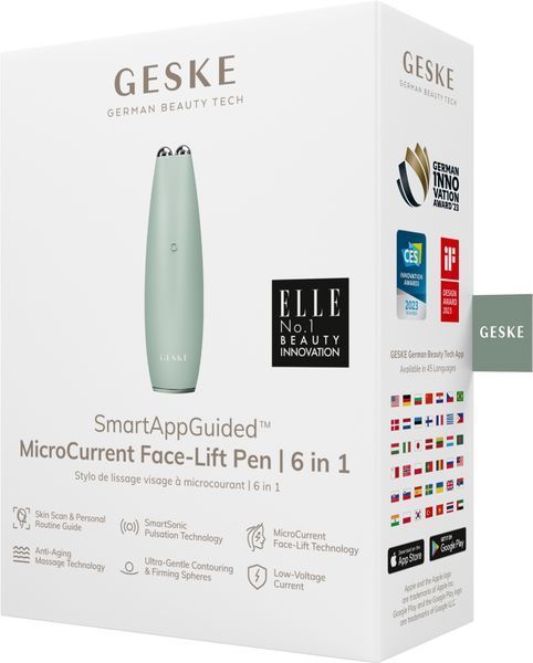 Мікрострумова ручка для підтяжки обличчя GESKE MicroCurrent Face-Lift Pen 6в1 green HB0129 фото