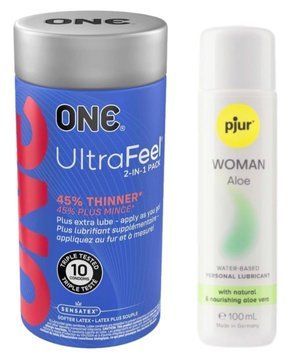 Набір ONE UltraFeel 10 шт + Pjur Woman Aloe 100 мл SOS13091 фото