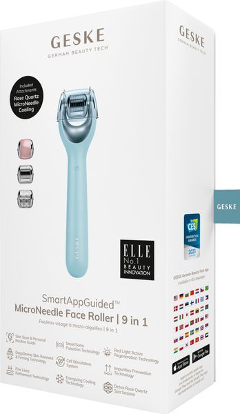 Электронный роллер для лица с микроиглами GESKE MicroNeedle Face Roller 9в1 turquoise HB0191 фото
