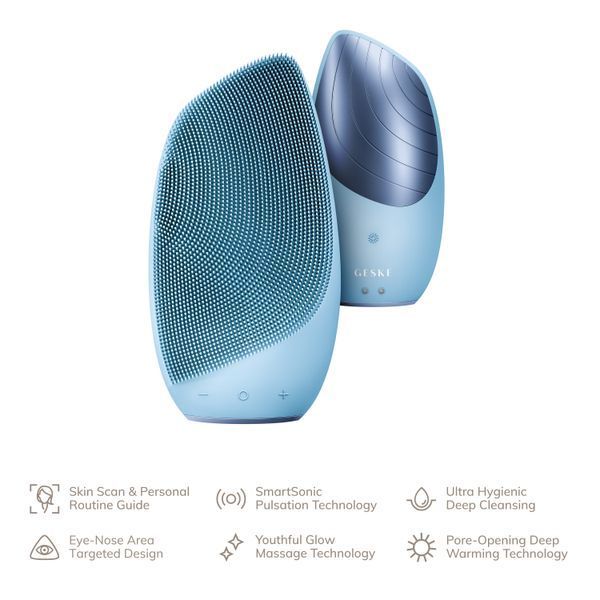Електронна звукова термо щітка для обличчя GESKE Sonic Thermo Facial Brush 6в1 aquamarine HB0083 фото
