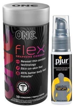 Набір з 10 шт ONE Flex графен + Пролонгатор pjur Superhero Serum 20 мл SOS9285 фото