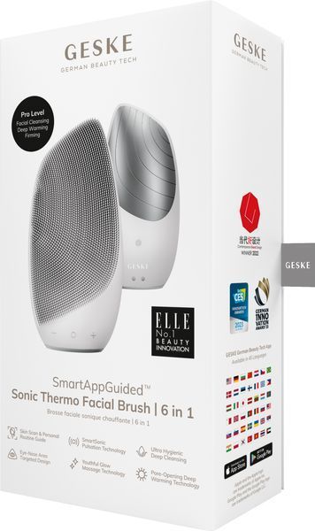 Електронна звукова термо щітка для обличчя GESKE Sonic Thermo Facial Brush 6в1 white HB0084 фото