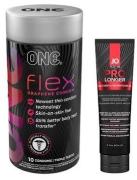 Набір з 10 шт ONE Flex графен + Пролонгатор System JO Prolonger Gel (60 мл) SOS9284 фото