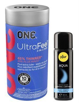 Набір ONE UltraFeel 10 шт + Pjur Aqua 30 мл SOS13089 фото