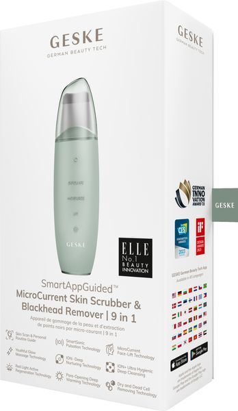 Мікрострумовий скрабер для шкіри та усунення чорних точок GESKE MicroCurrent Skin Scrubber&Blackhead Remover 9в1 green HB0151 фото