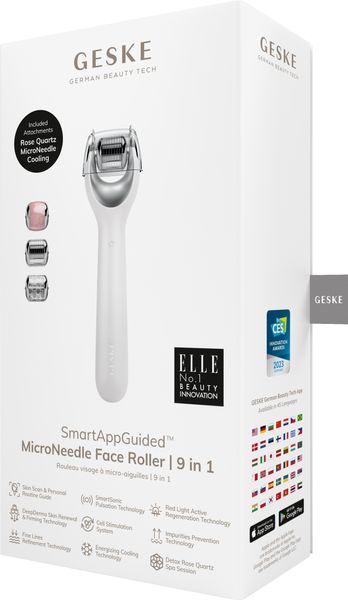 Електронний ролер для обличчя з мікроголками GESKE MicroNeedle Face Roller 9в1 white HB0194 фото