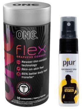 Набір з 10 шт ONE Flex графен + Пролонгатор pjur Superhero Spray 20 мл SOS9282 фото