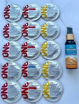 Набір 15 шт ONE Super Studs, Tattoo Touch, Extreme Ribs + Sensuva Natural Water-Based Orange Creamsicle (57 мл) SOS3916 фото