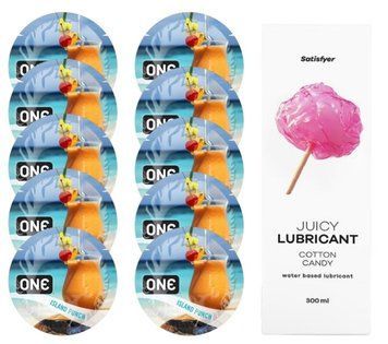 Набір ONE Island Punch 10 шт. + Лубрикант Satisfyer Cotton Candy 300 мл SOS12402 фото