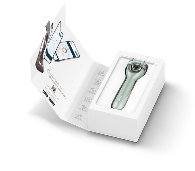 Електронний ролер для обличчя з мікроголками GESKE MicroNeedle Face Roller 9в1 green HB0195 фото