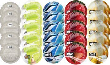 Набір з 25 шт ONE Pleasure Dome + ONE Color + ONE Fresh Mint + ONE Chocolate Strawberry + ONE Banana Split SOS8277 фото