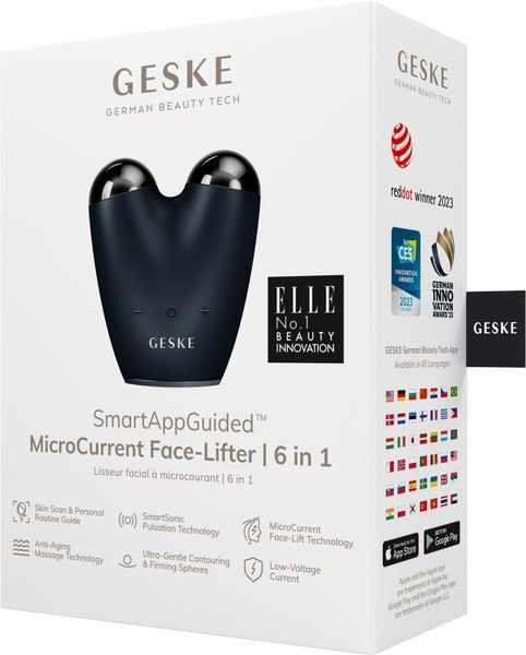 Мікрострумовий підтягувач обличчя GESKE MicroCurrent Face-Lifter 6в1 black HB0135 фото