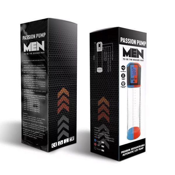 Автоматична вакуумна помпа Men Powerup Passion Pump Red, LED-табло, перезаряджається, 8 режимів SO6226 фото