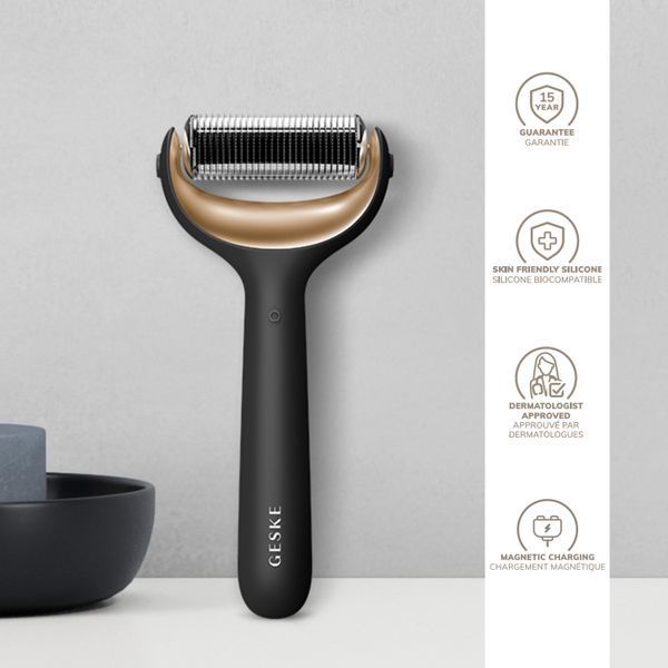 Електронний ролер для обличчя та тіла з мікроголками GESKE MicroNeedle Face&Body Roller 8в1 gray HB0196 фото